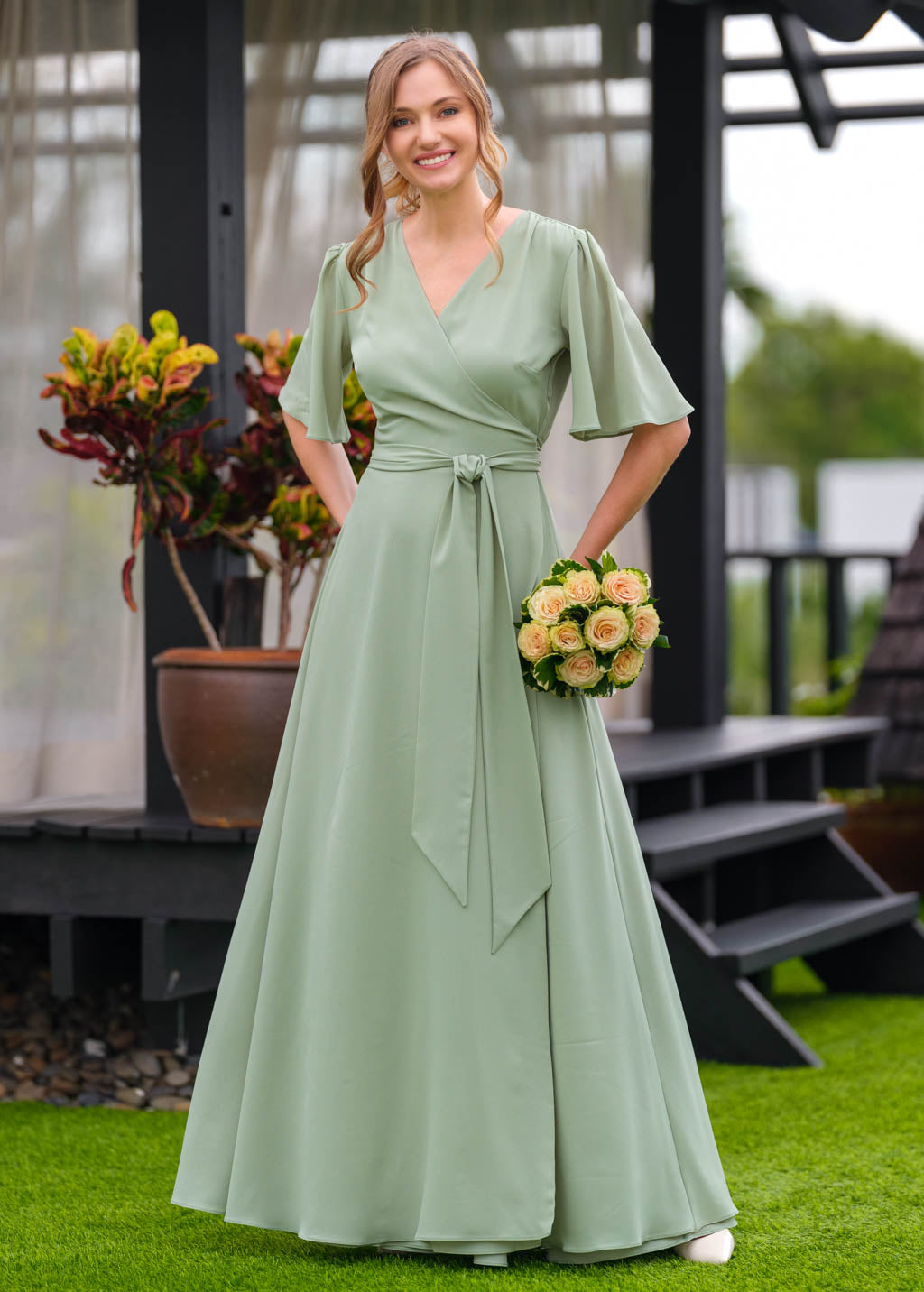 sachin and babi light blue dress Satin Bridesmaid Dresses – Pretty Lavish main image 1