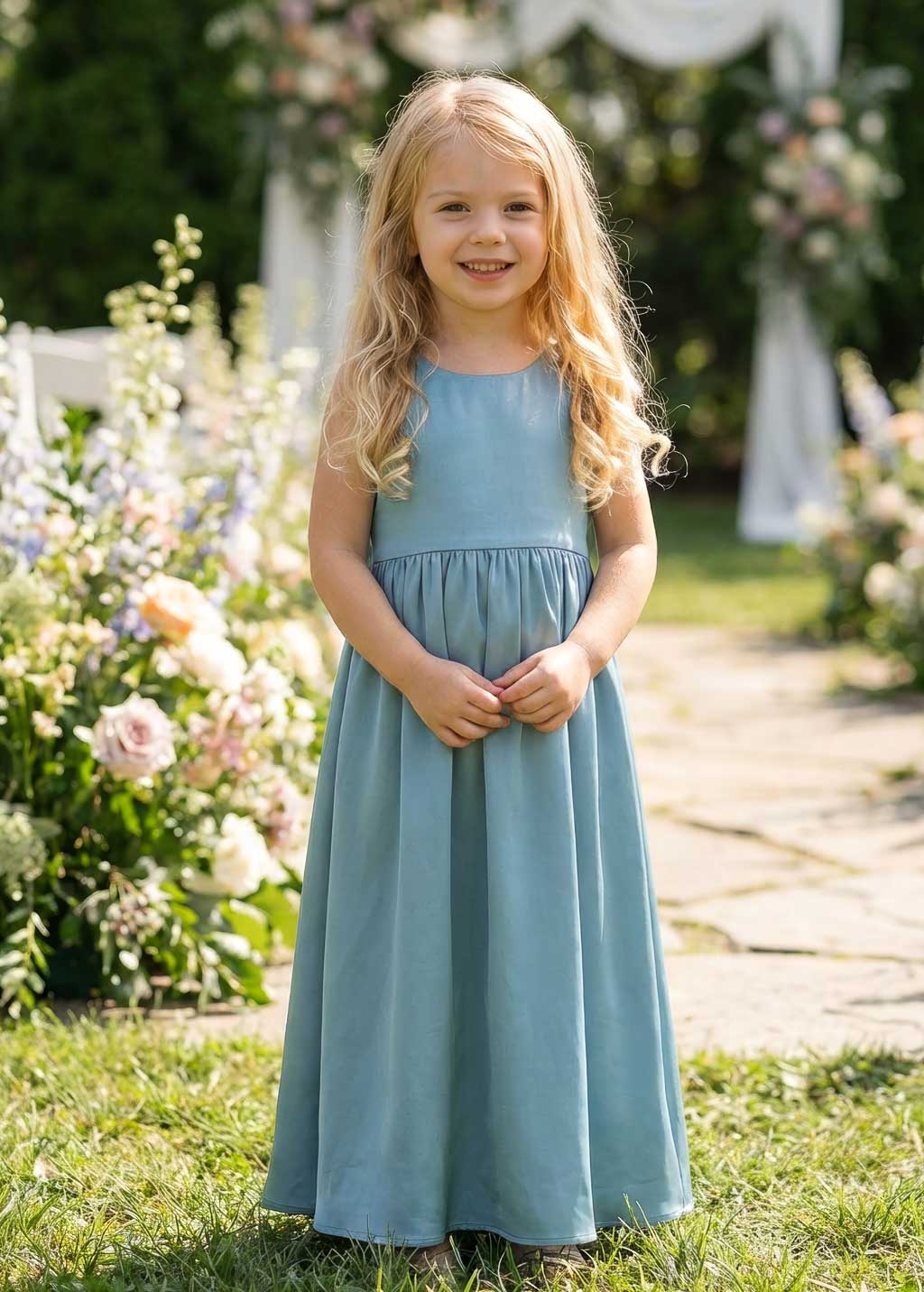 matching bridesmaid and flower girl dresses Silk Dress 18 Totally Adorable Bachelorette Neck Size:20 Collection: FINE EXAMPLES Seuin Dresses are ankle