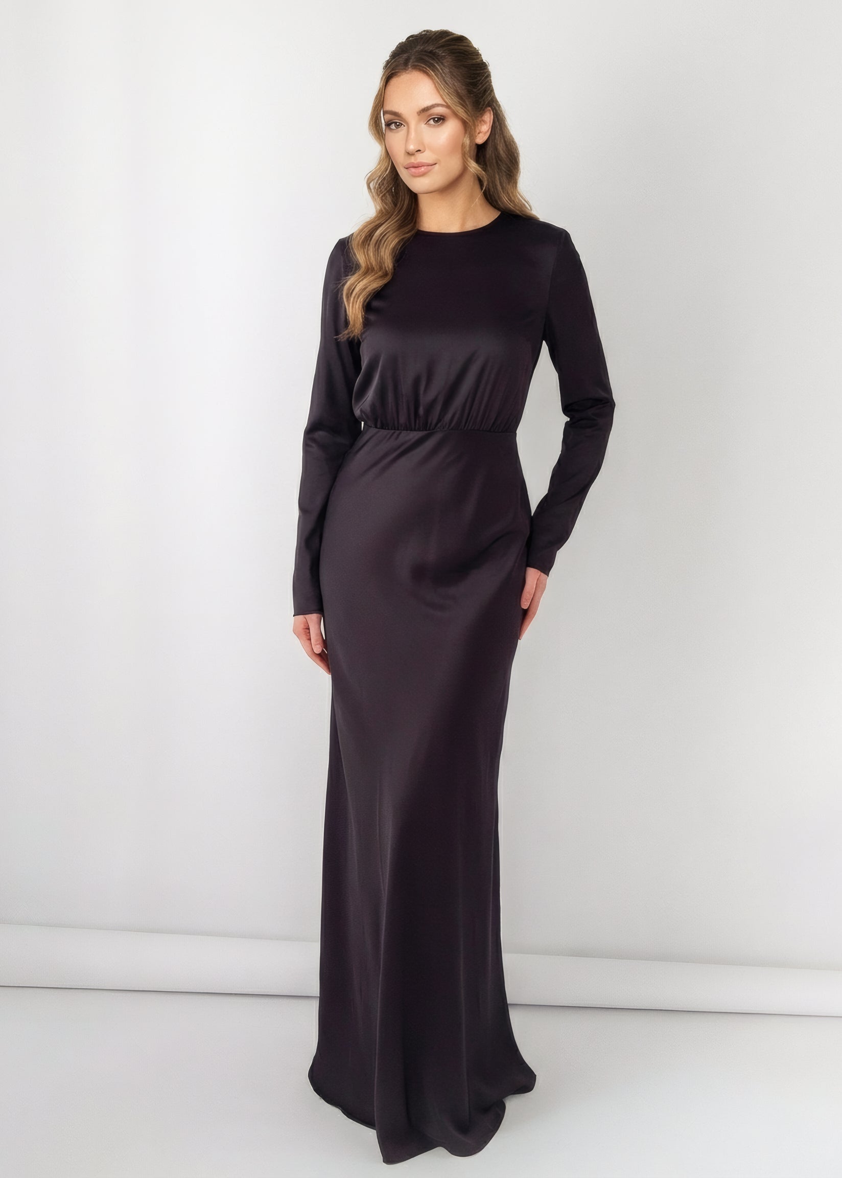 Black Silk Dress with Long Sleeves Black Silk Dress with Long Sleeves