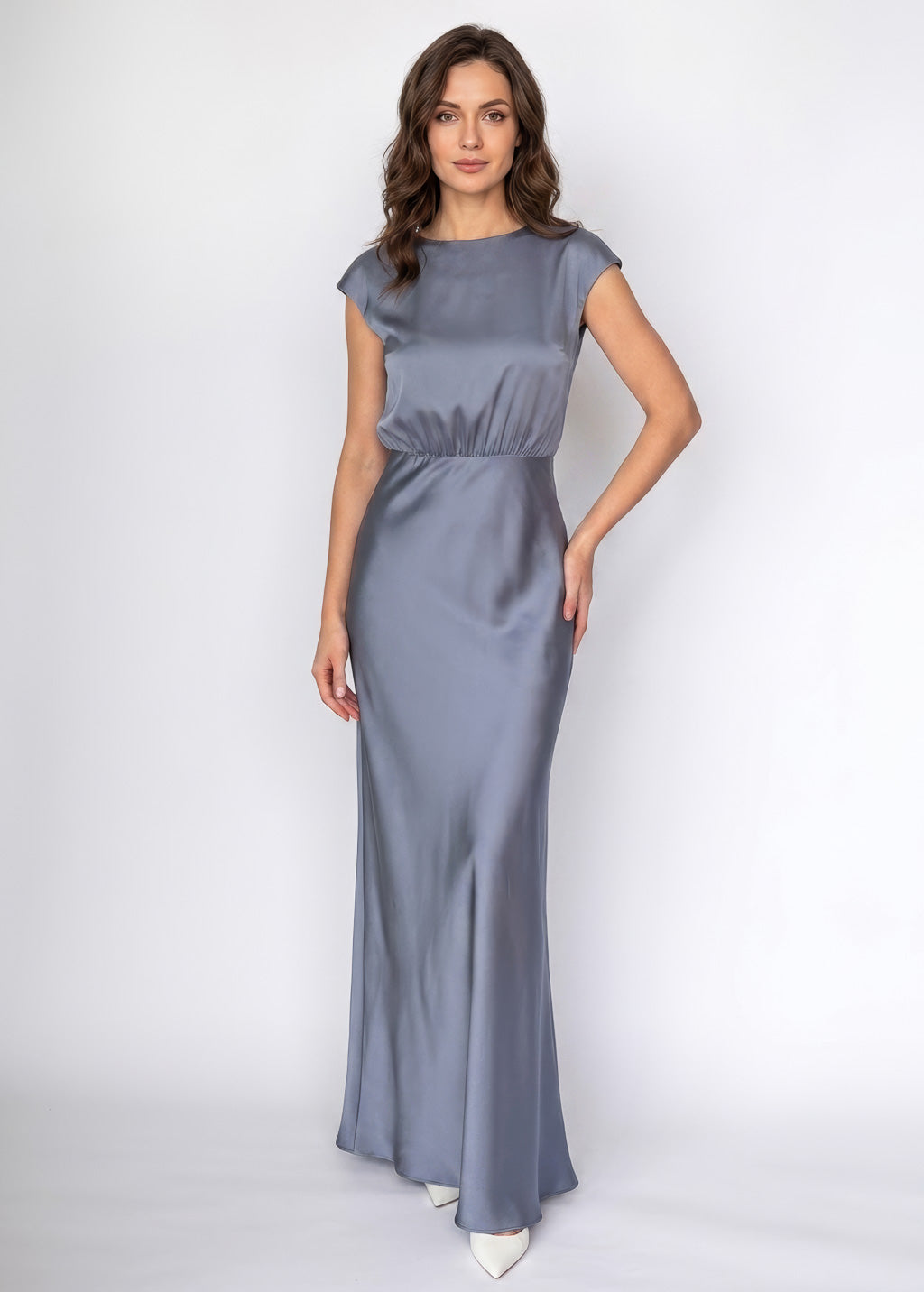 Grey Silk Maxi Dress