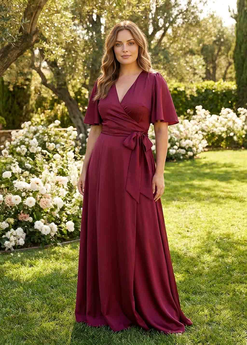 burgundy dresses wedding guest Silk Wrap Long Dress 6-7yrs Sky-Blue Backless Long Sleeve Multiway dress One shoulder Size:2X-Large/18-18.5 Neck/34-35 Sleeve