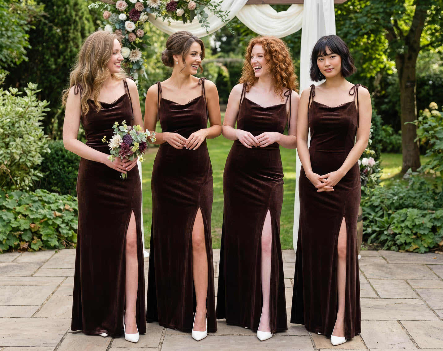 Chocolate Brown Velvet Bridesmaid Dresses - Warm Elegance with a Personal Touch