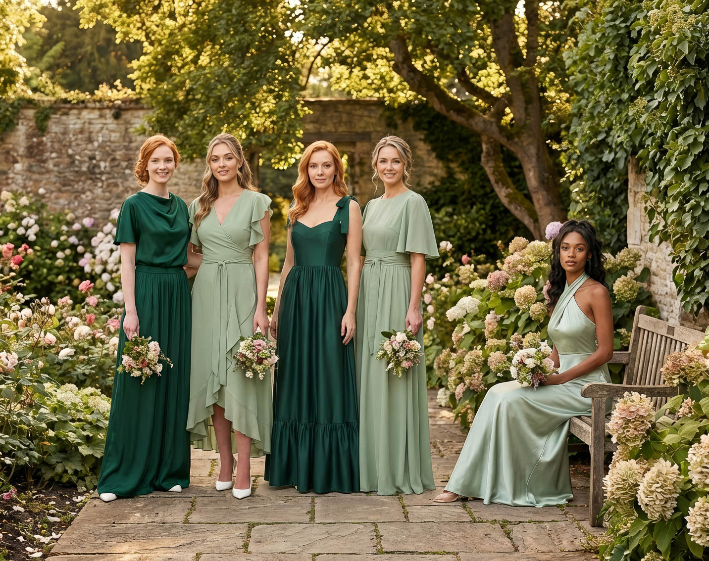 Timeless Greens - A Modern Take on Bridesmaids Dresses