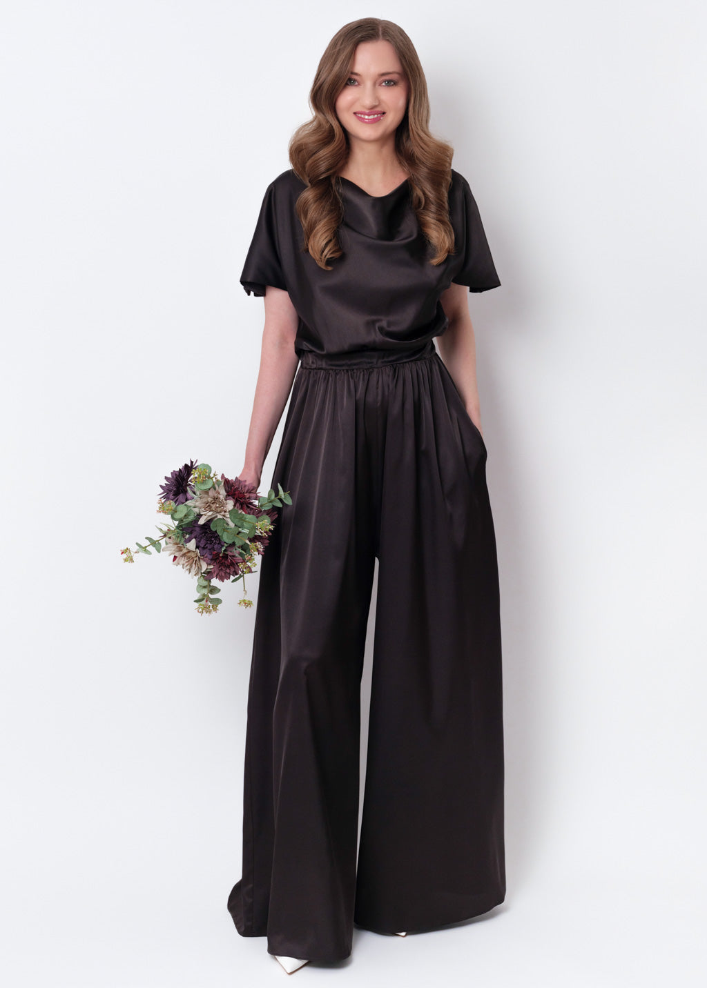 Black silk jumpsuit