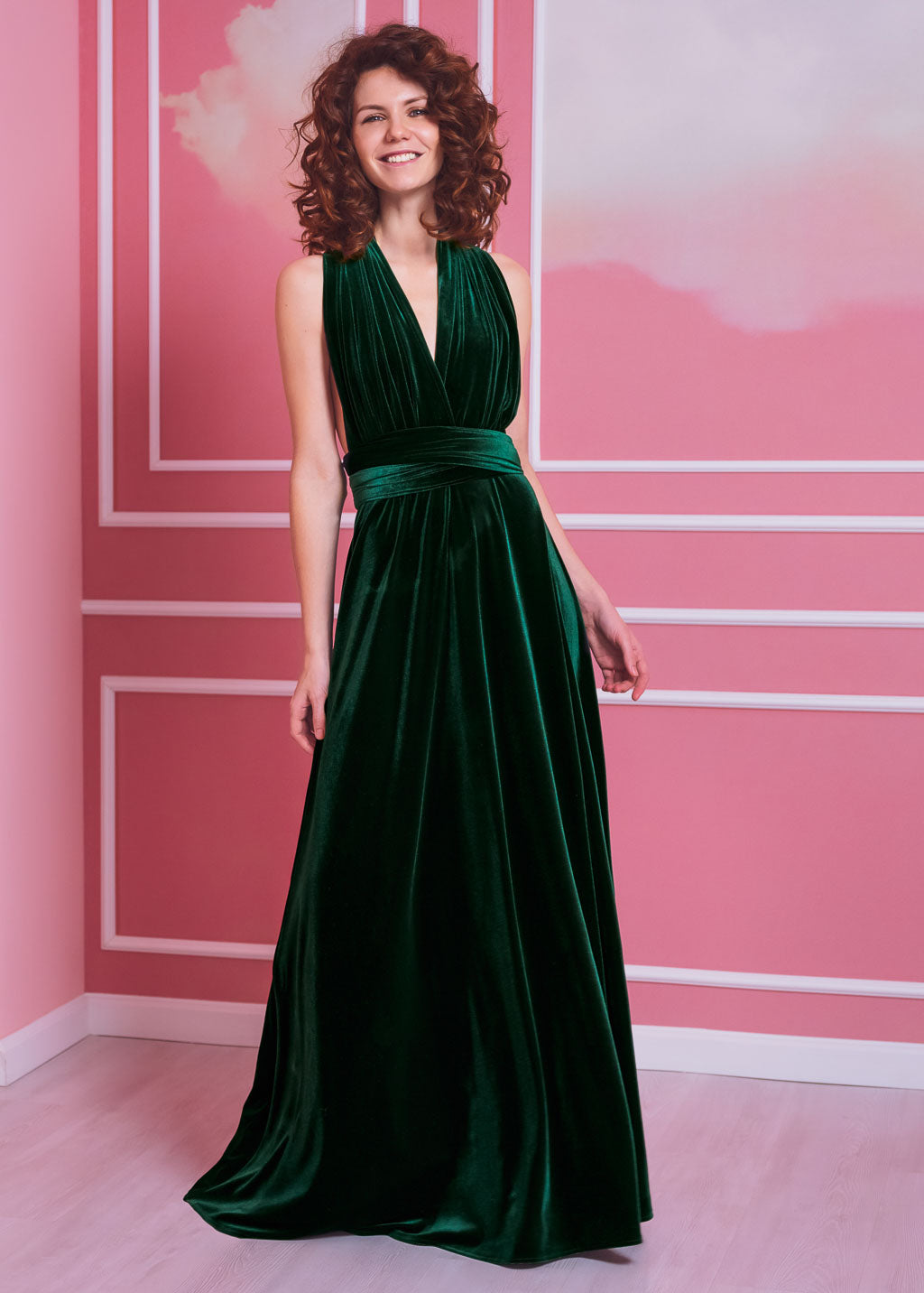 Emerald green long infinity dress