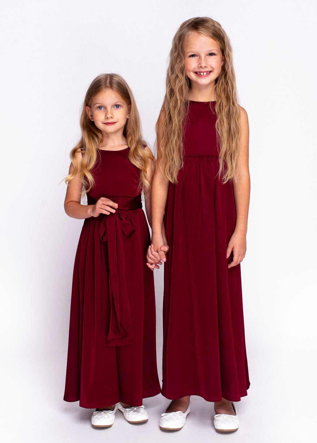Burgundy silk matching girl dress