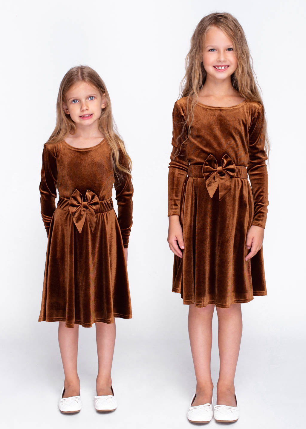 Rust gold girl velvet dress