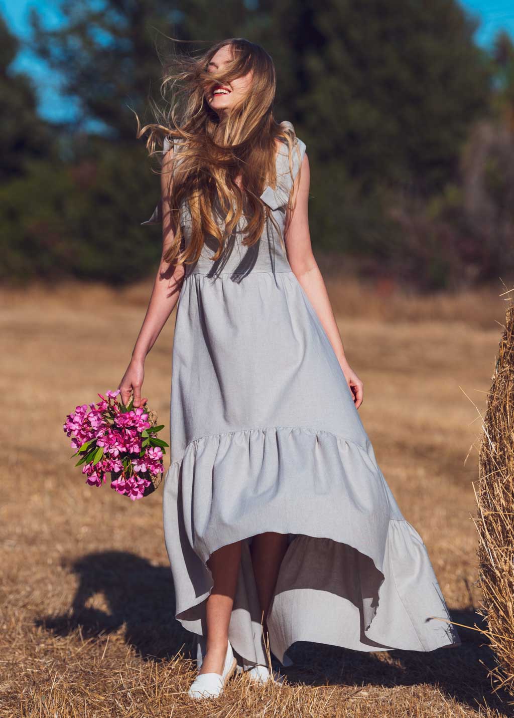 Organic linen long summer dress