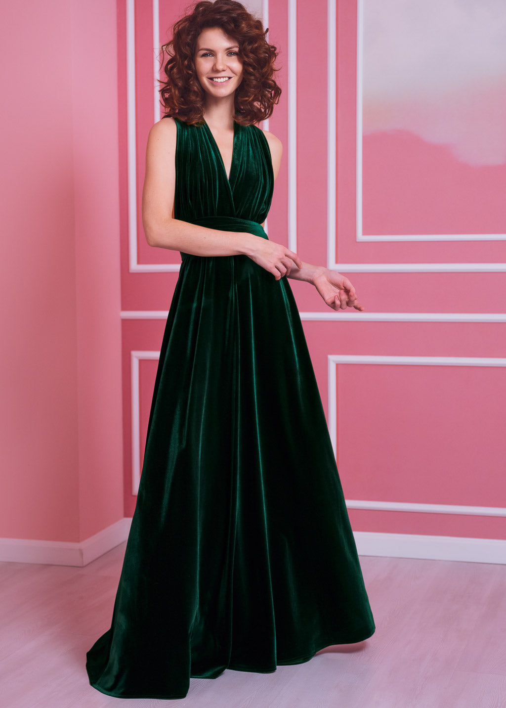 Emerald green long infinity dress