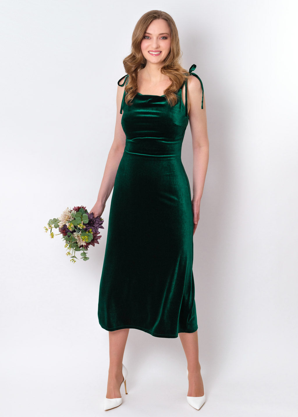 Emerald green slip velvet bodycon dress