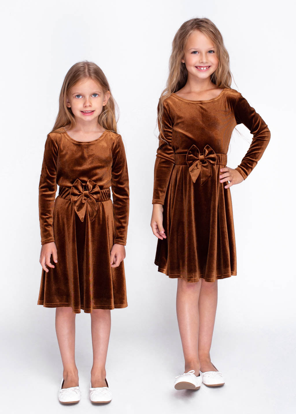Rust gold girl velvet dress