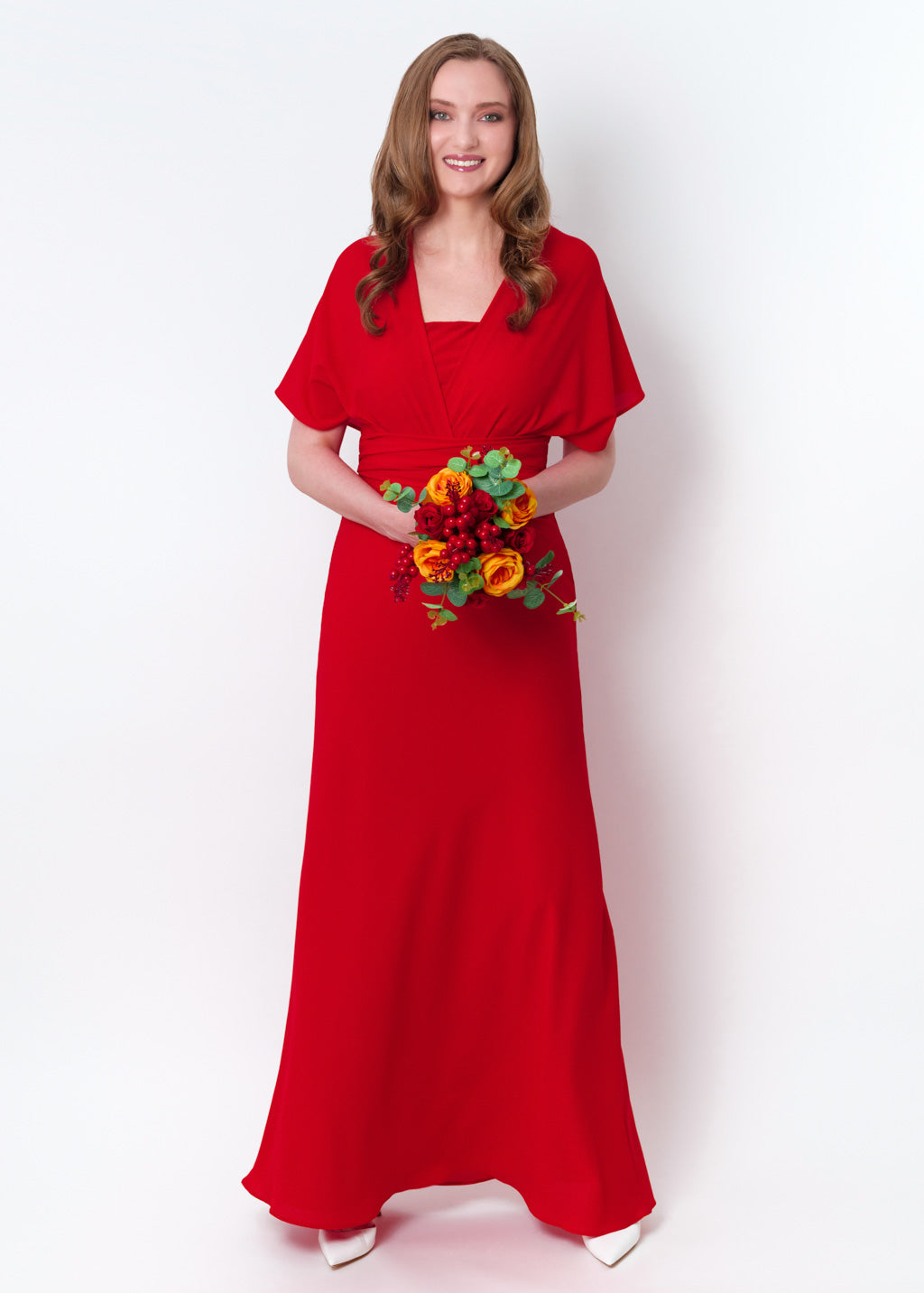 Red chiffon infinity long dress