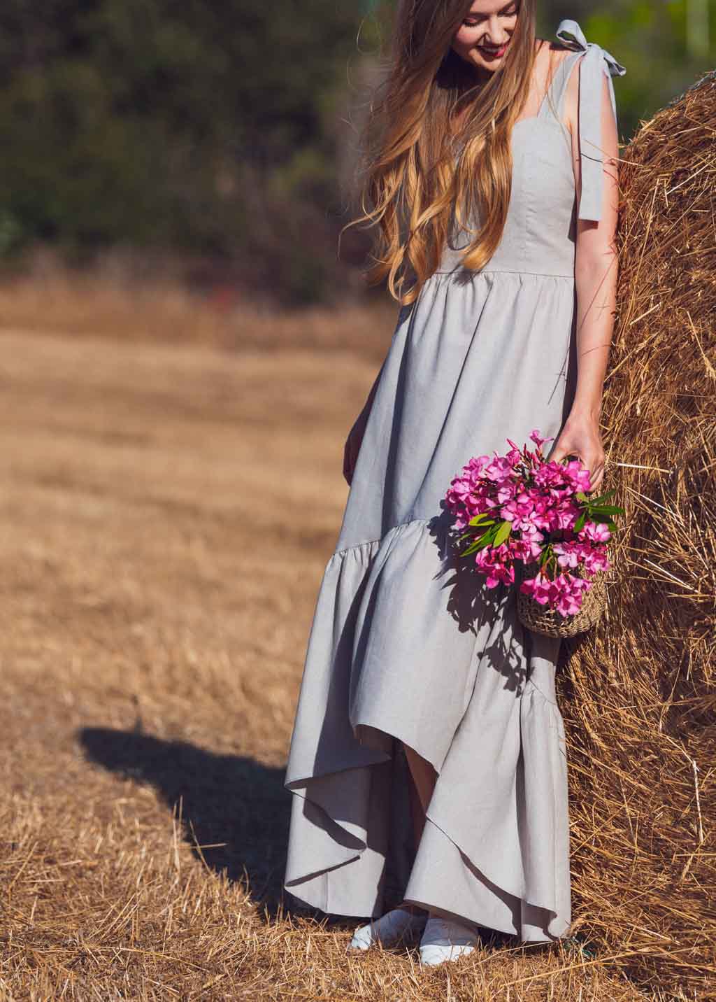 Organic linen long summer dress