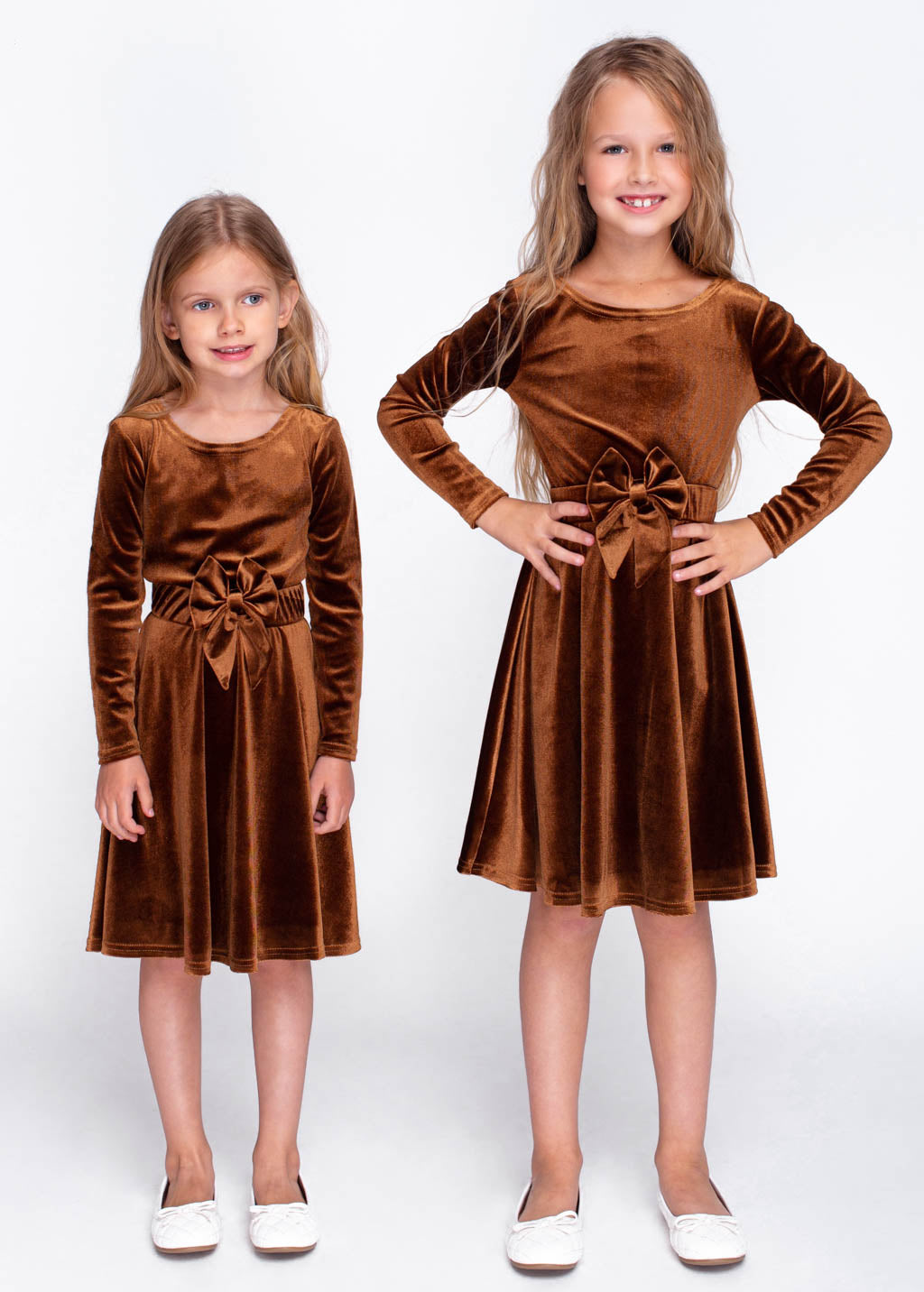 Rust gold girl velvet dress