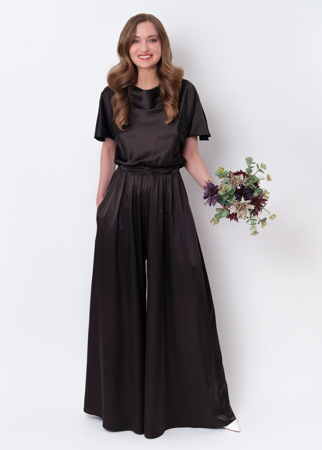 Black silk jumpsuit