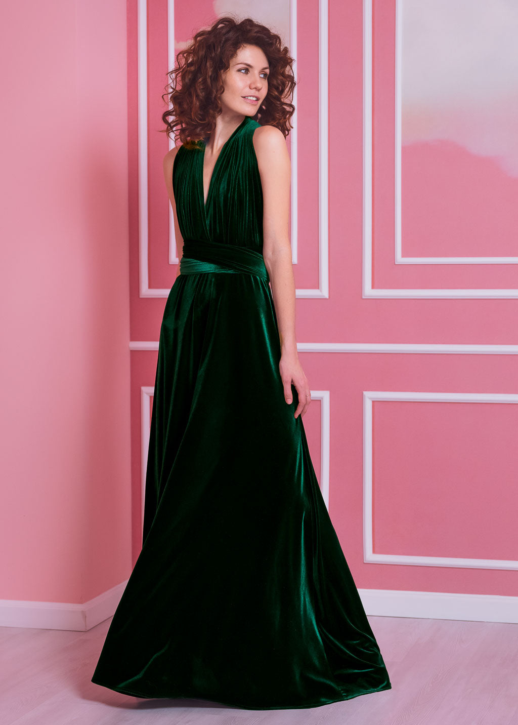 Emerald green long infinity dress