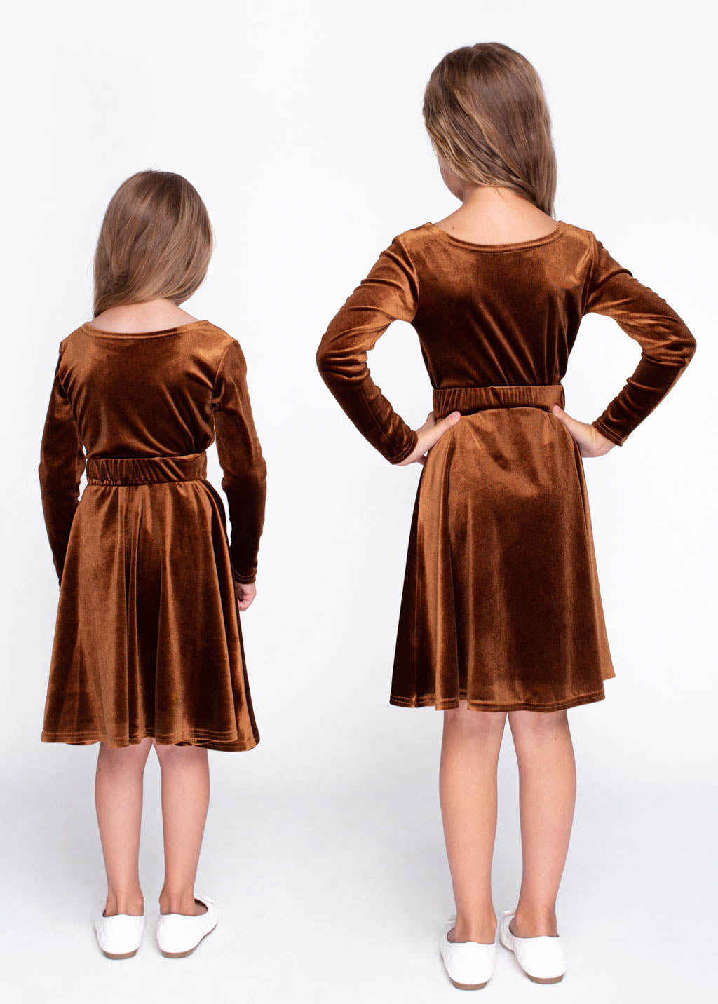 Rust gold girl velvet dress