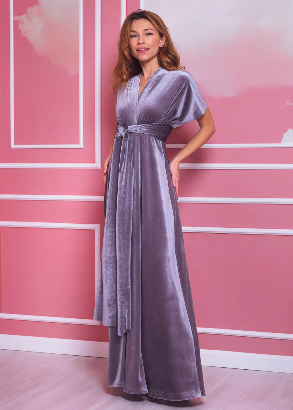 Silver grey long infinity dress