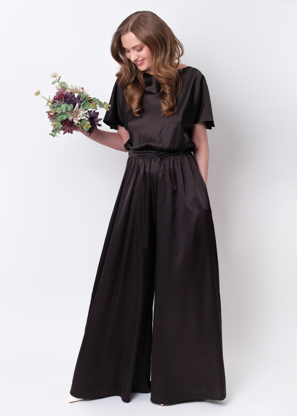Black silk jumpsuit