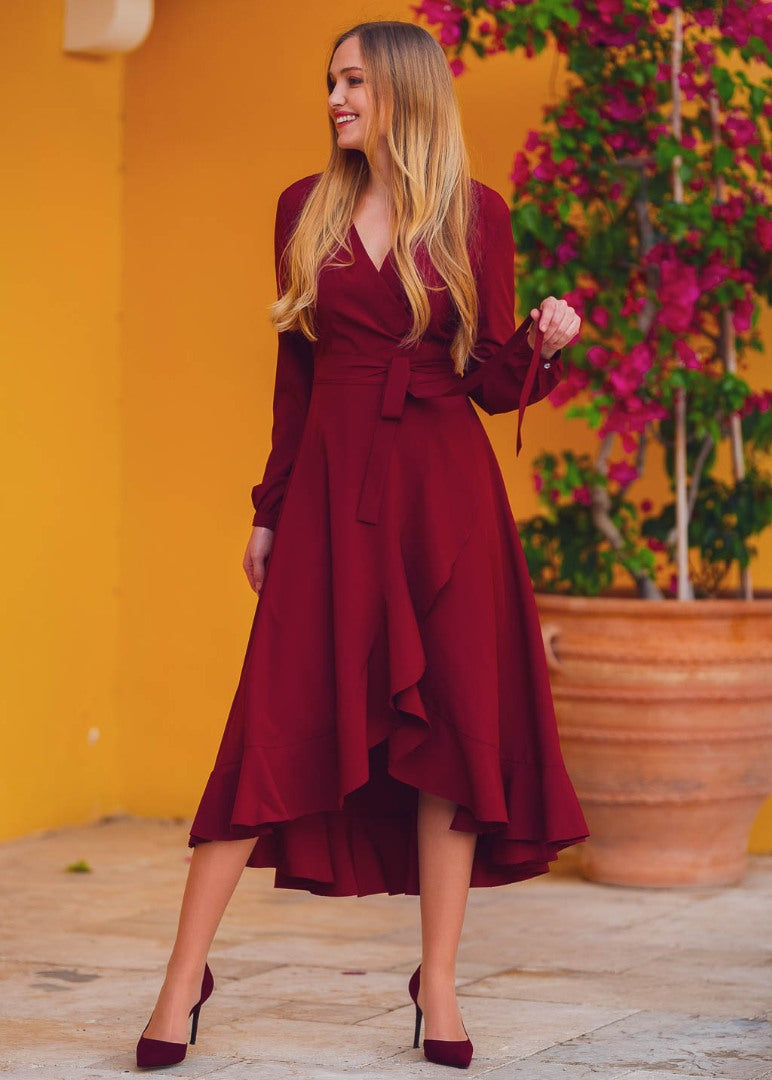 Burgundy wrap dress