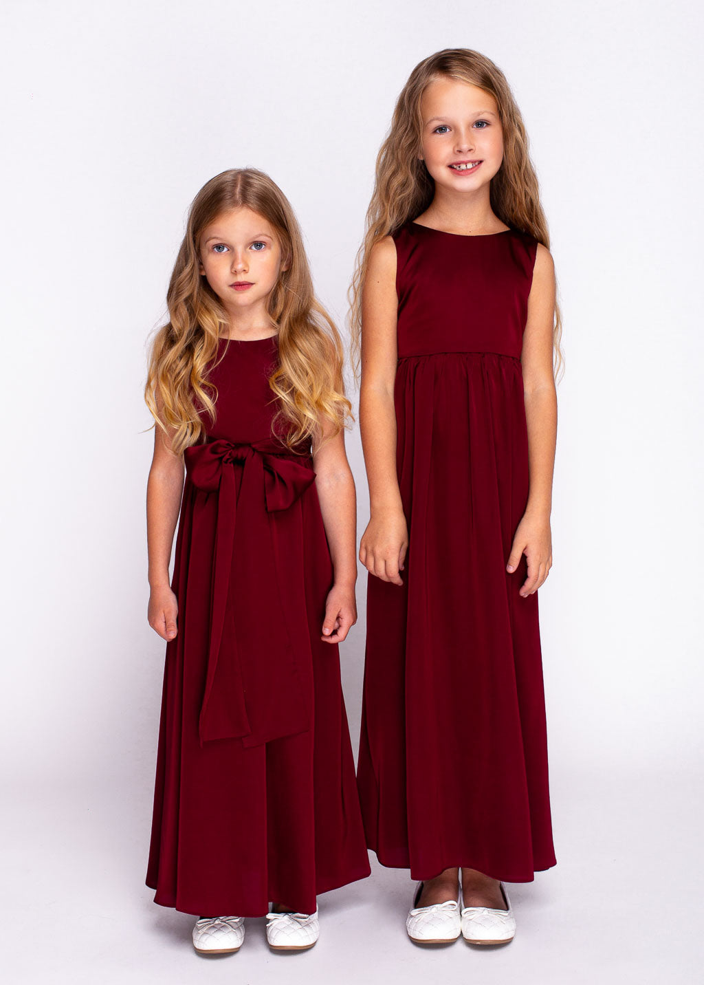 Burgundy silk matching girl dress