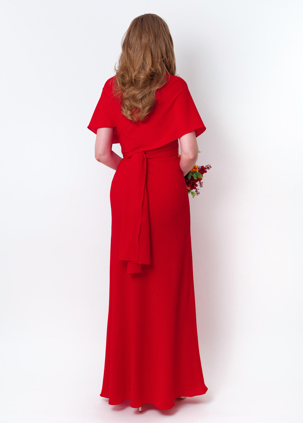 Red chiffon infinity long dress