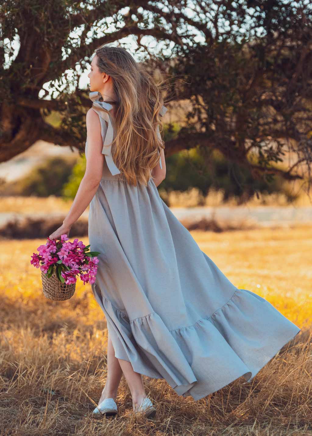 Organic linen long summer dress