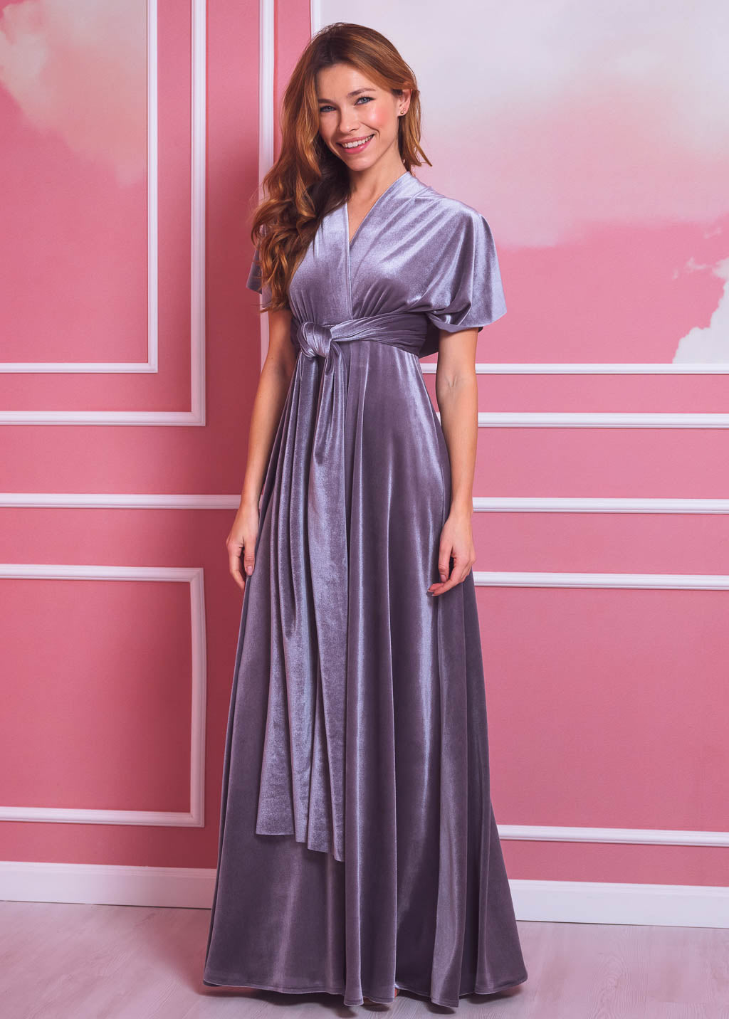Silver grey long infinity dress