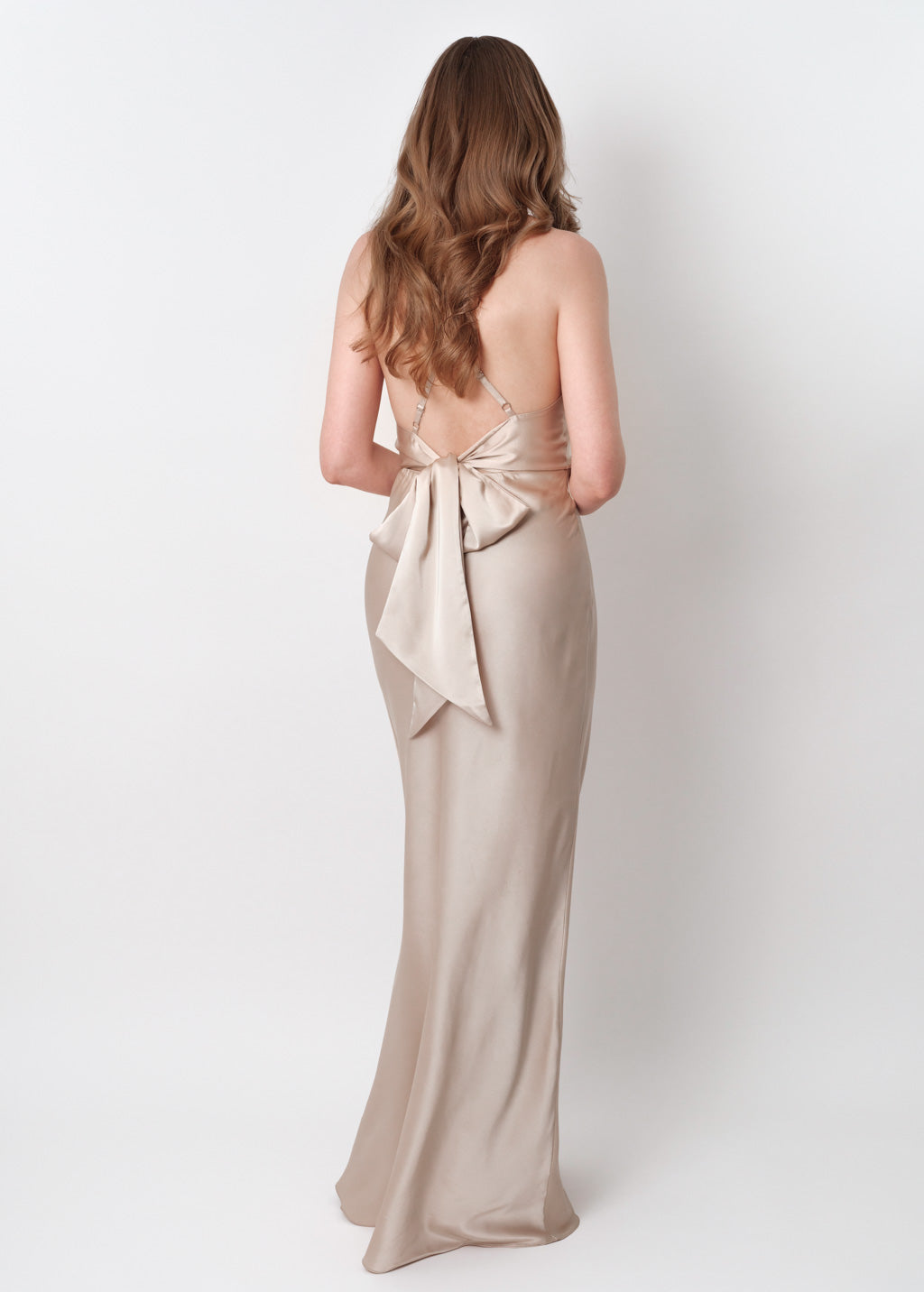 Champagne beige silk slip dress