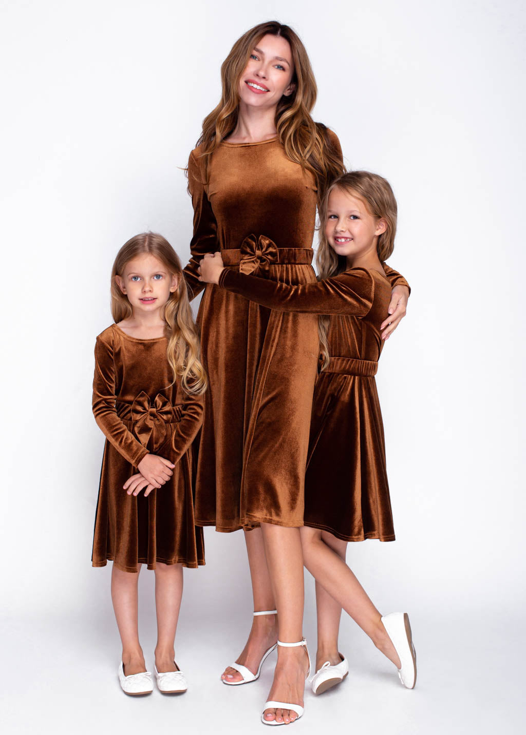 Mommy and me rust gold velvet adult dress