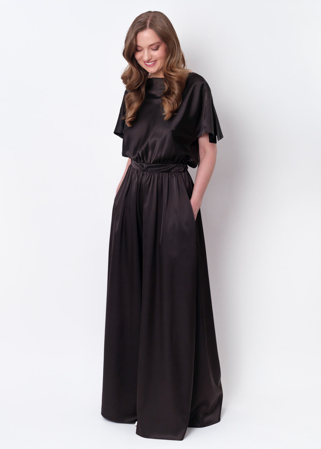 Black silk jumpsuit