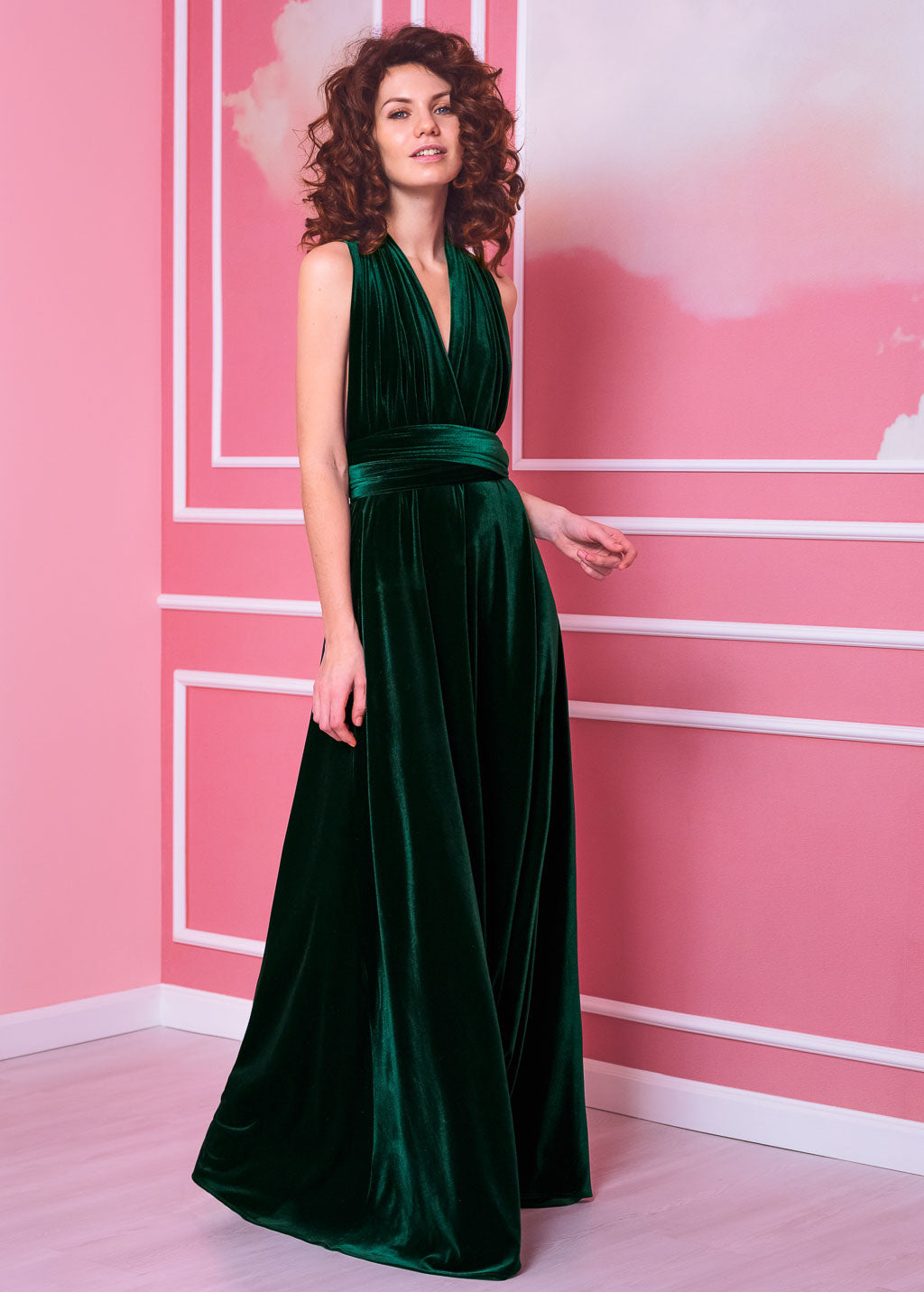 Emerald green long infinity dress