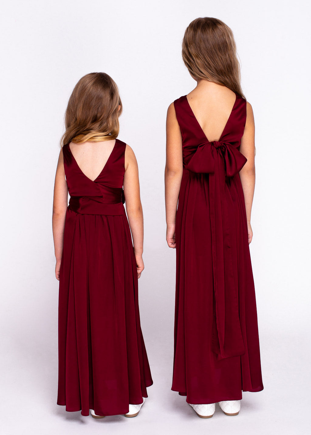Burgundy silk matching girl dress