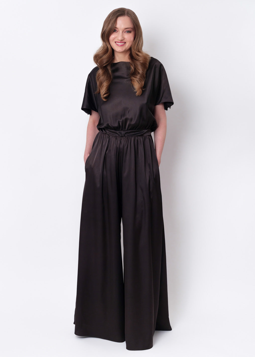 Black silk jumpsuit