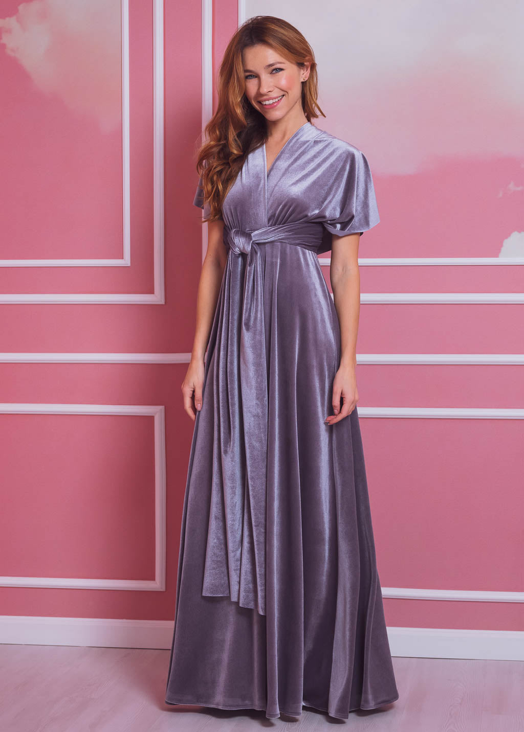 Silver grey long infinity dress