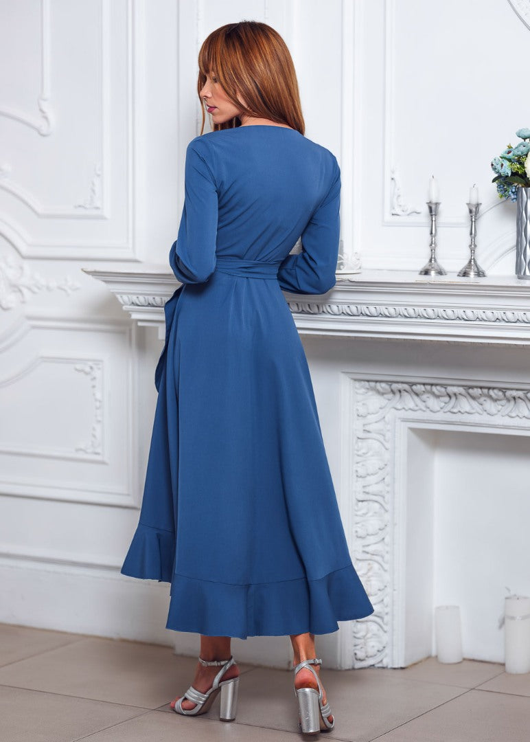 Indigo blue wrap dress