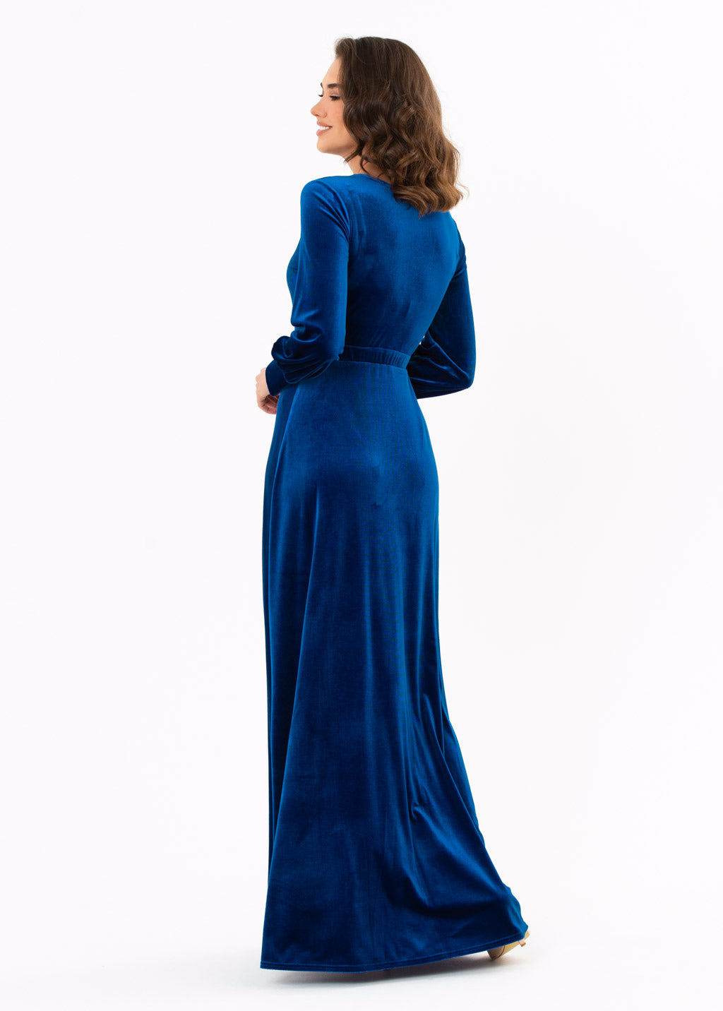 Royal blue velvet long dress