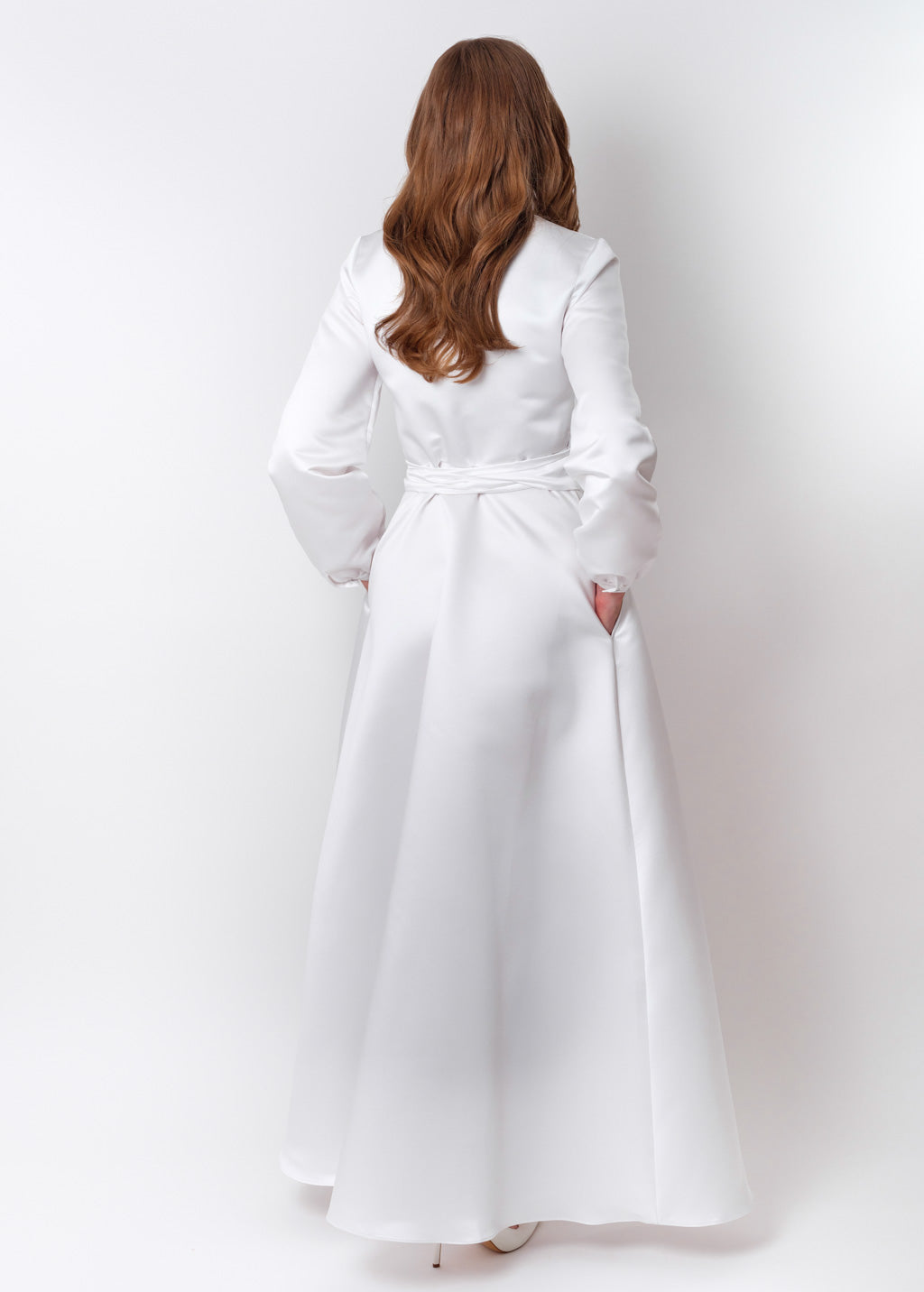 White wrap satin dress dress