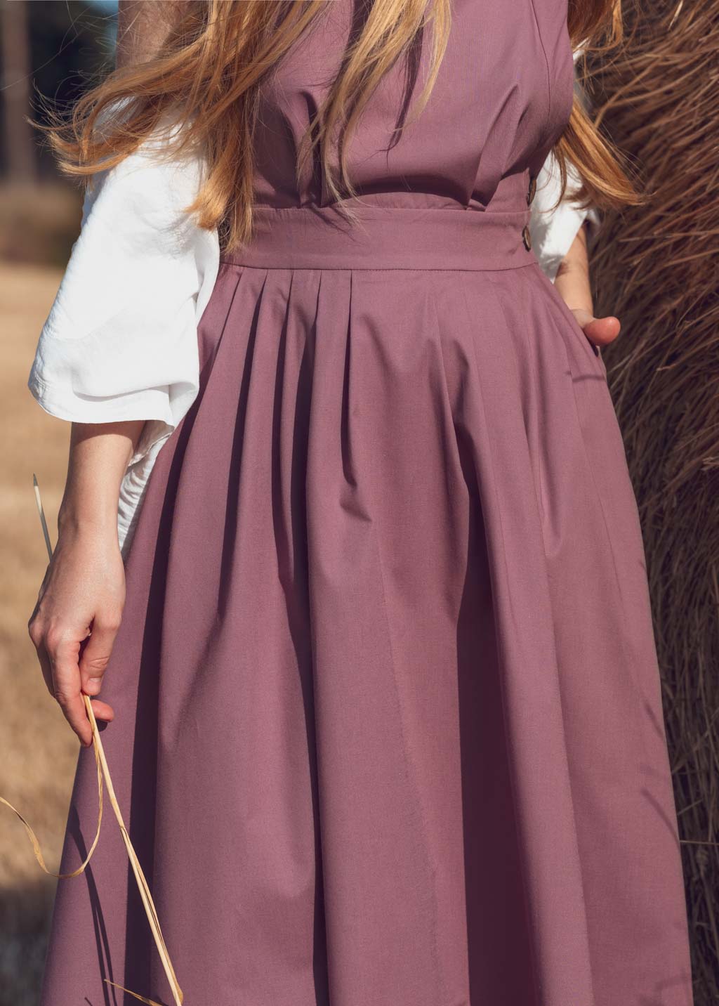 Mauve organic cotton cross-back dress