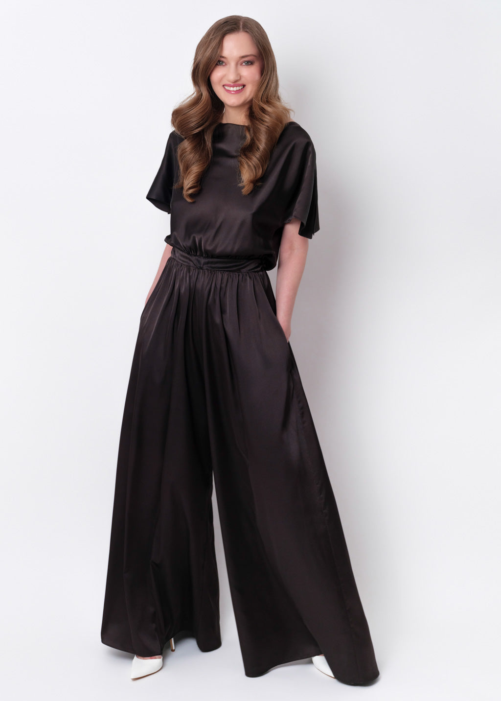 Black silk jumpsuit