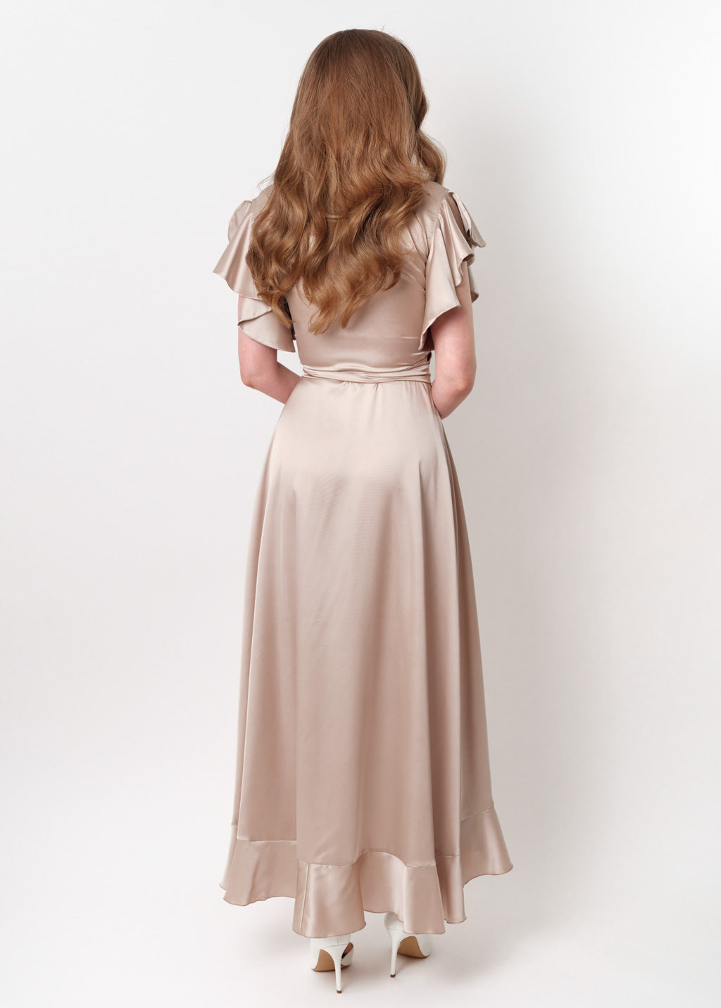 Champagne beige wrap dress