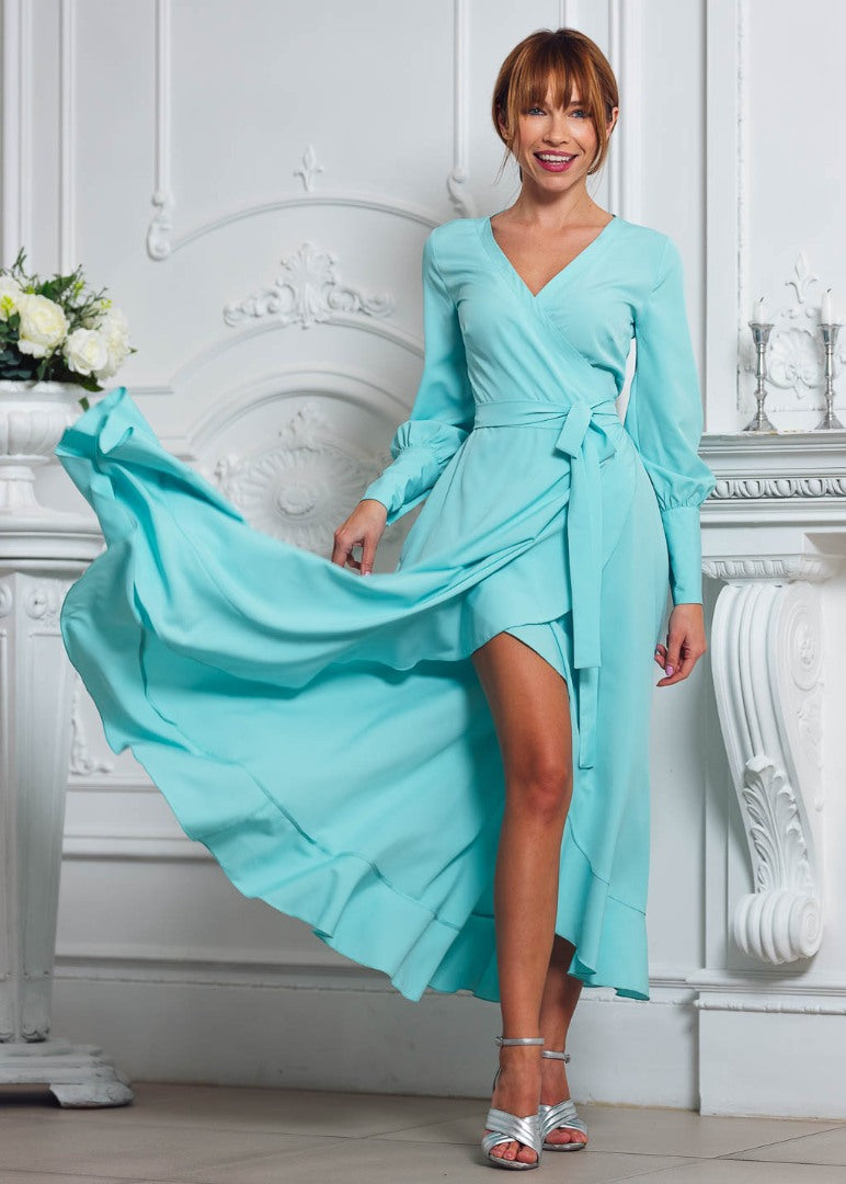 Mint long wrap dress