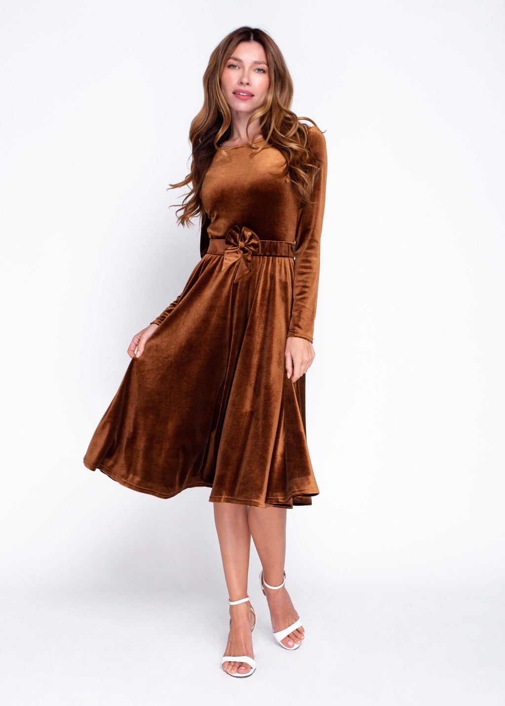 Mommy and me rust gold velvet adult dress