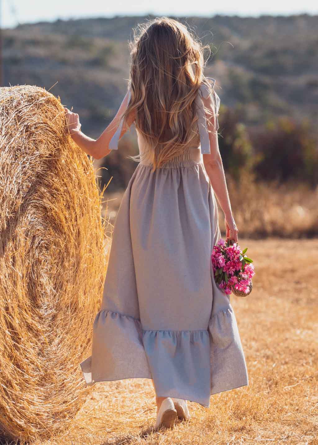 Organic linen long summer dress