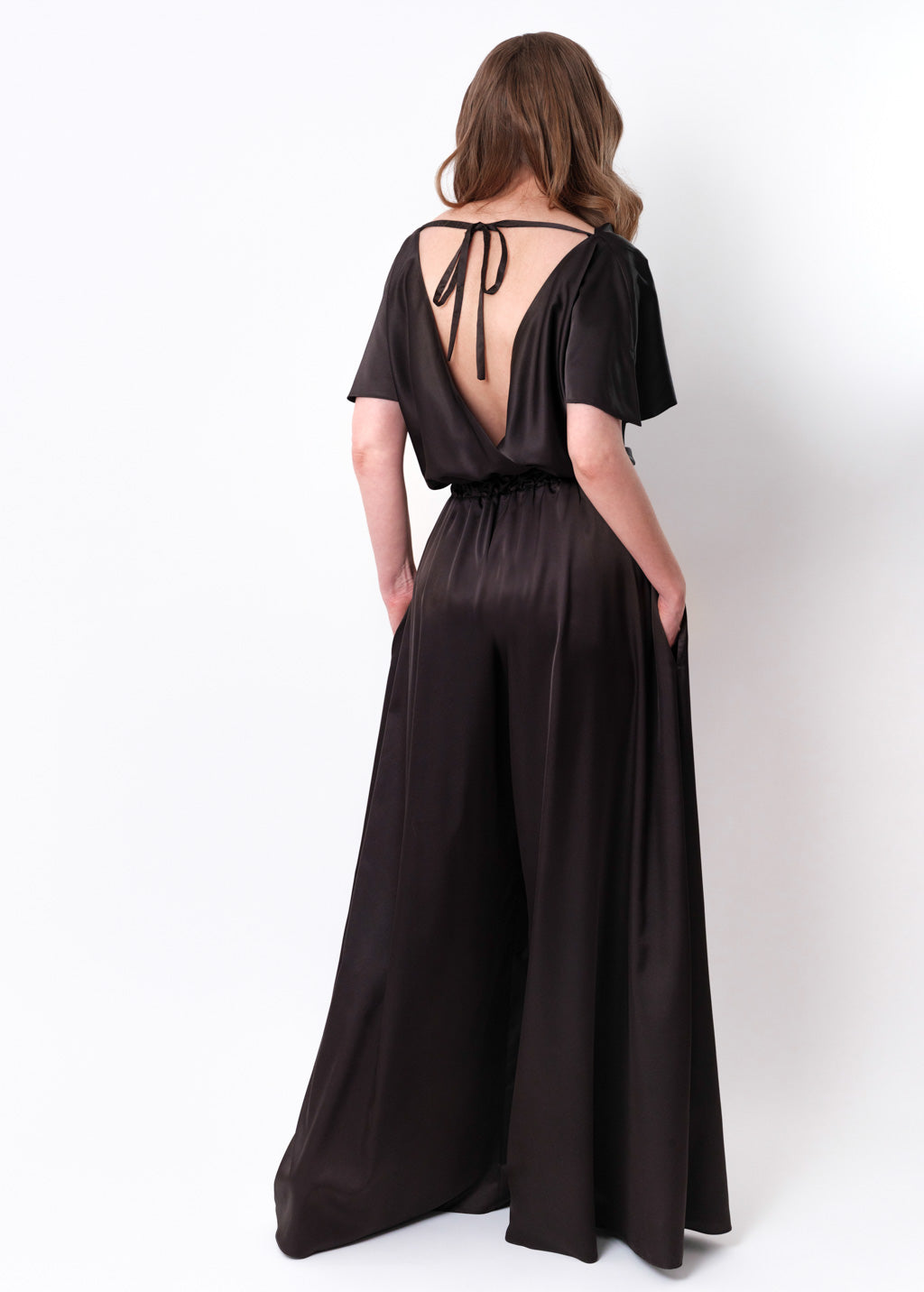 Black silk jumpsuit