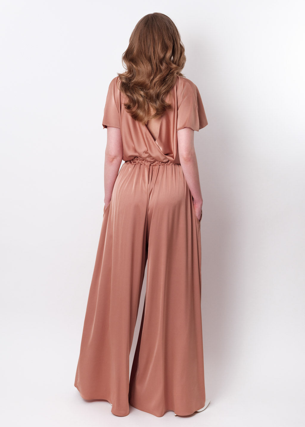 Rose gold silk jumpsuit