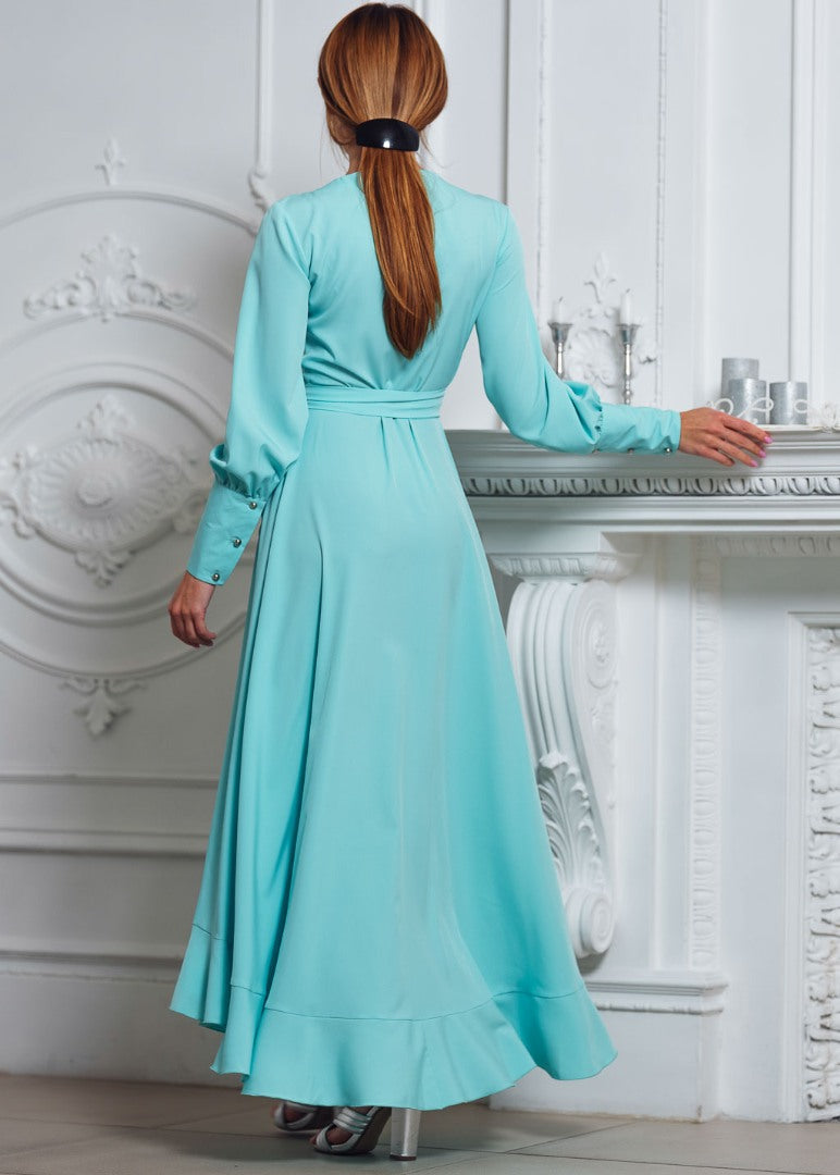 Mint long wrap dress