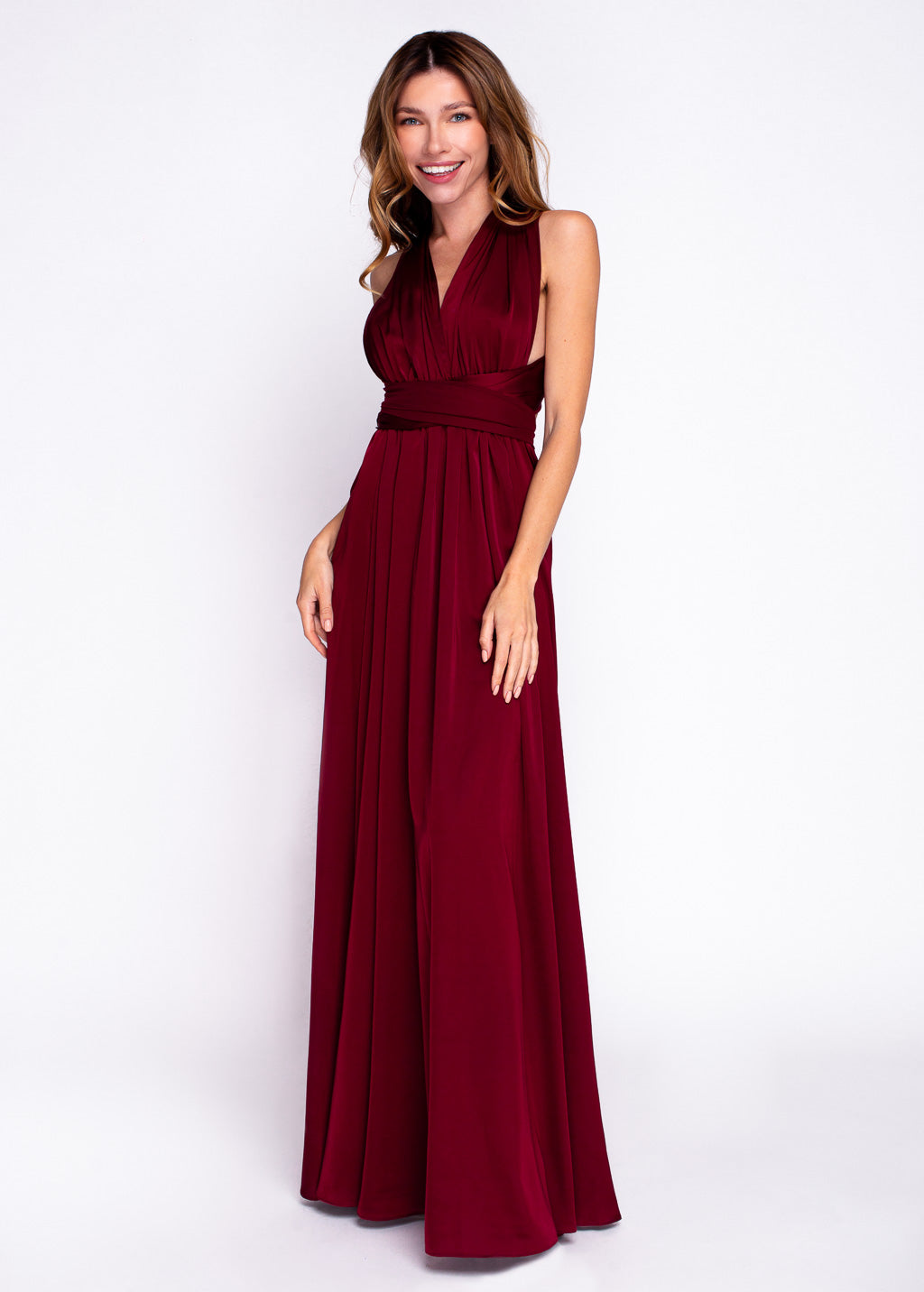 Burgundy silk infinity adult dress