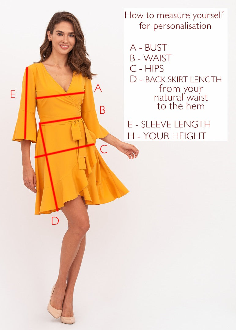 Honey yellow mini wrap dress