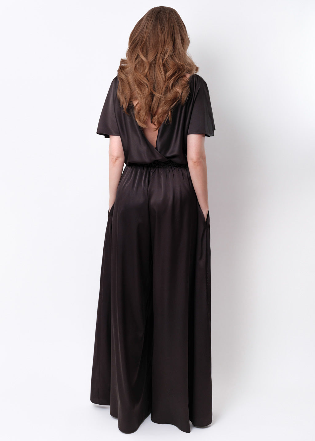 Black silk jumpsuit